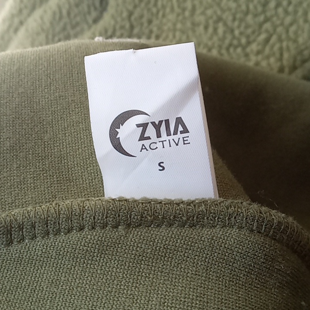 ZYIA Active Flying V Fleece Teddy Bomber Jacket Size S Army Green - Picture 8 of 10